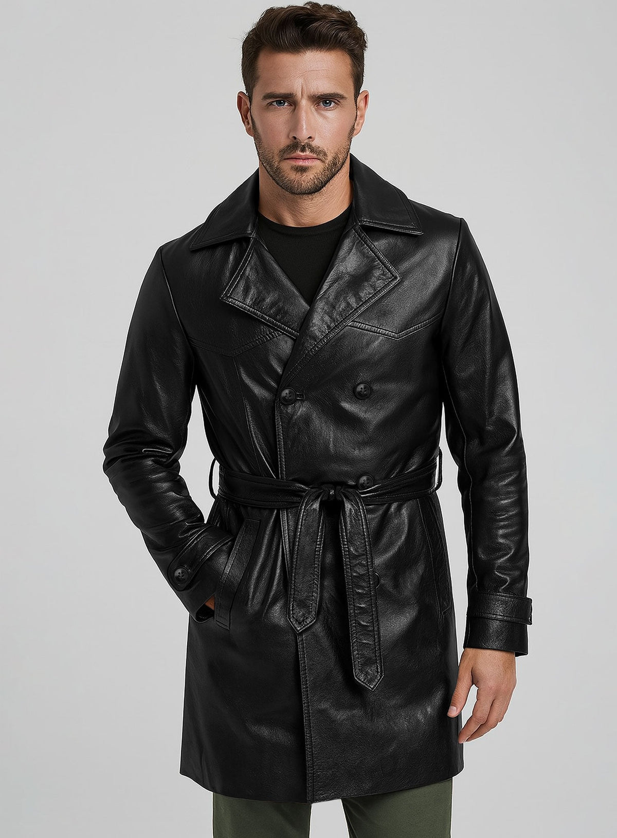 Men Leather Long Coats
