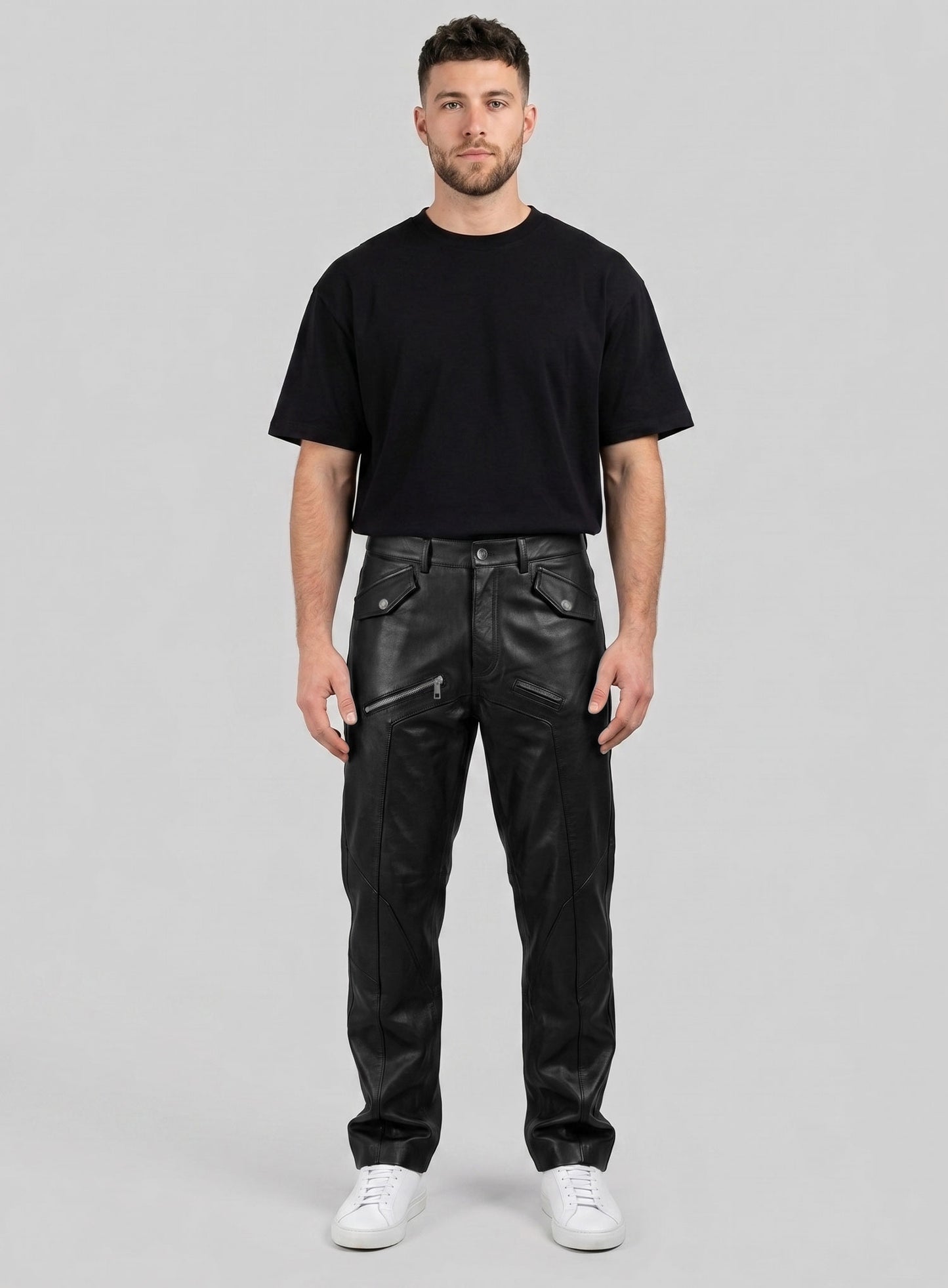 Leather Cargo Jeans - Style 01-2