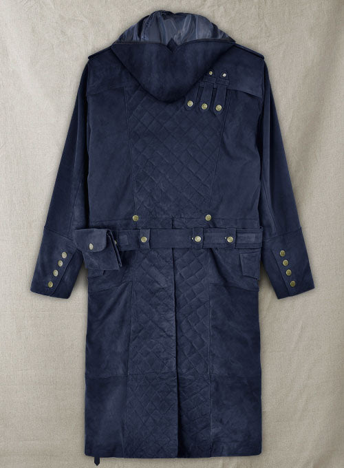 Dark Blue Suede Assassin's Creed Jacob Frye Leather Long Coat - LeatherCult