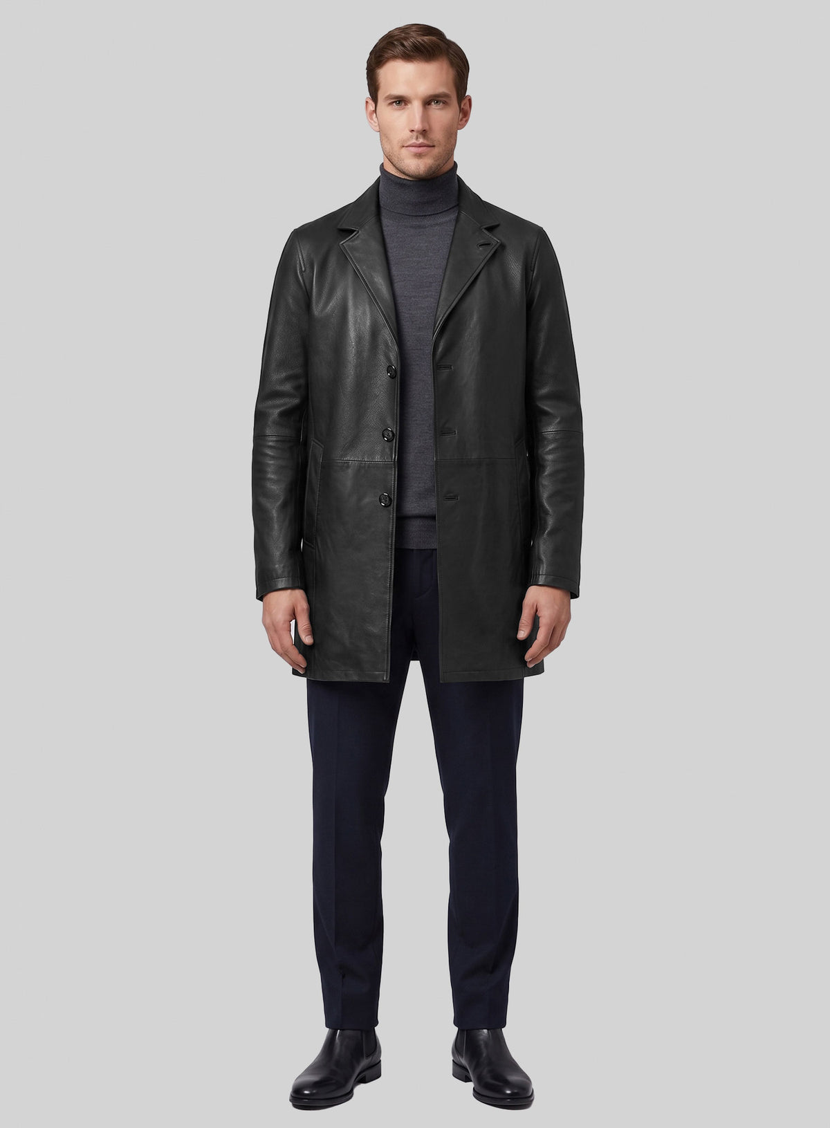 Cara Leather Trench Coat