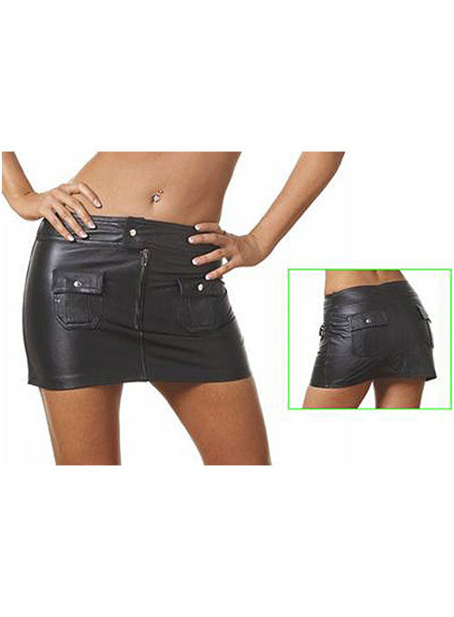 Flap Pocket Leather Skirt - # 122 - LeatherCult