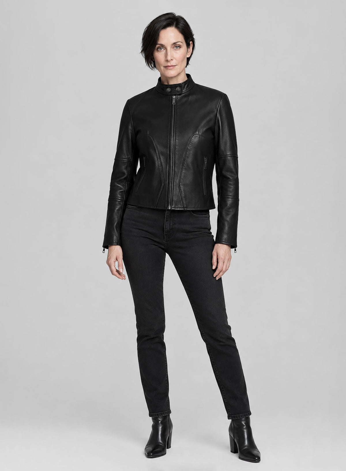 Carrie Anne Moss The Matrix Resurrections Leather Jacket
