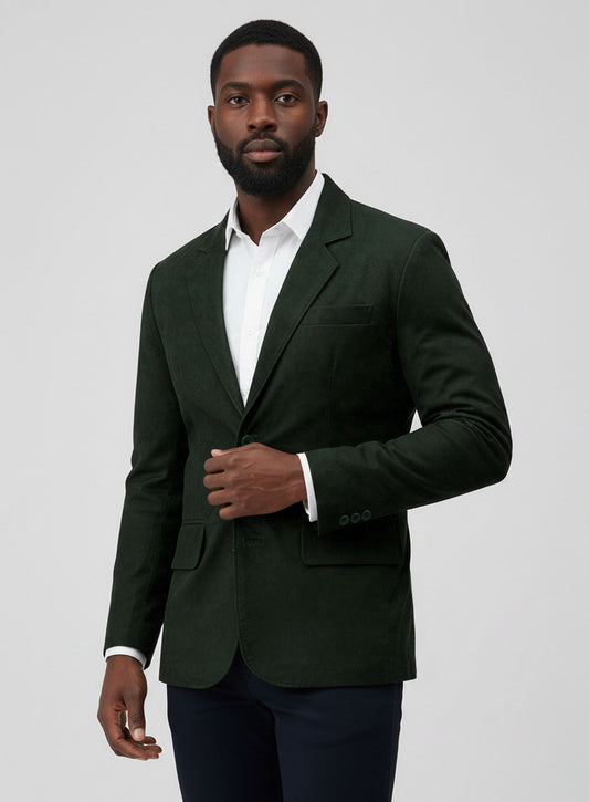 Timber Green Suede Leather Blazer