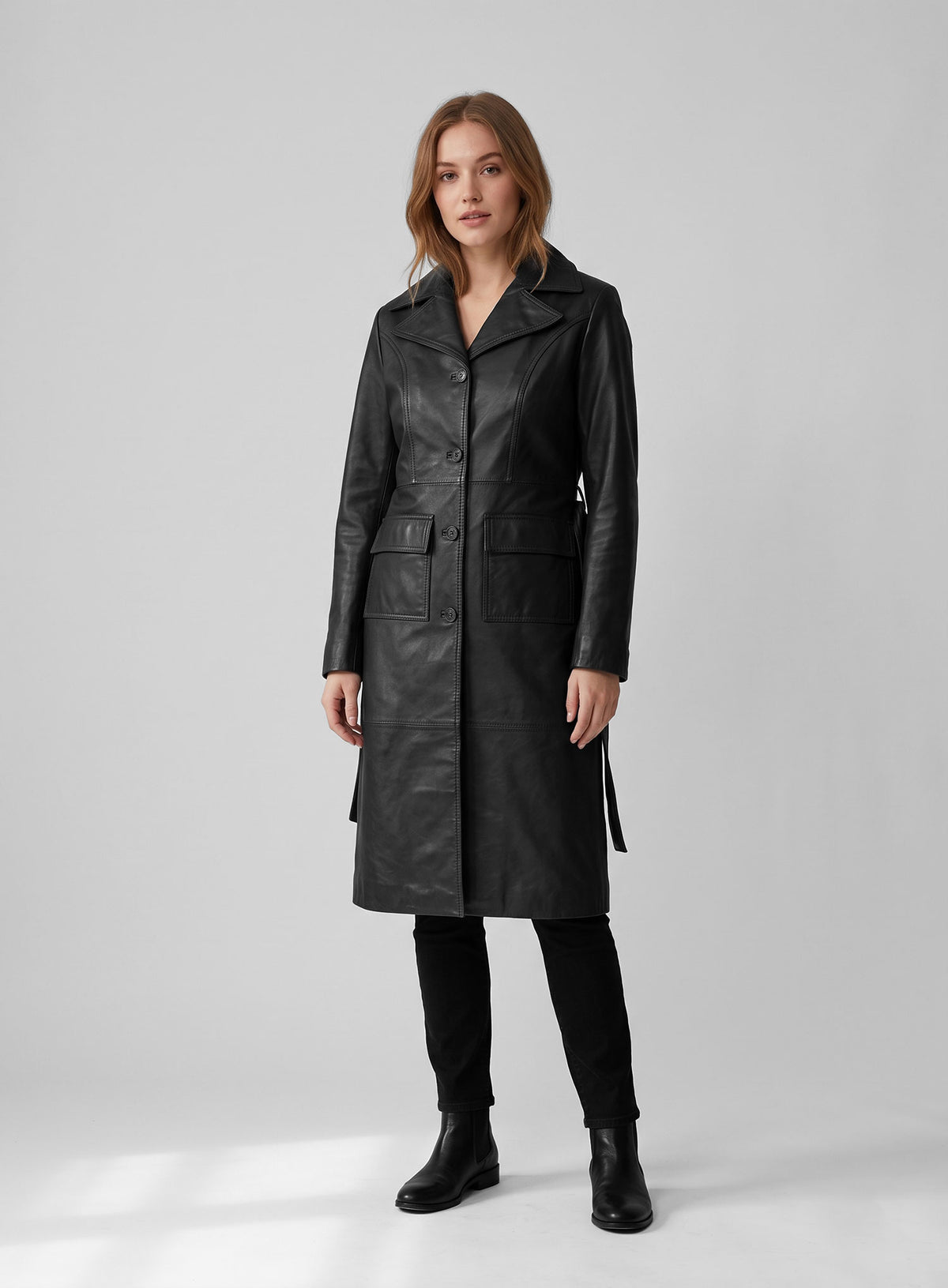Alpine Leather Long Coat