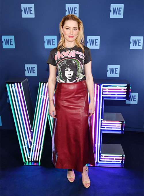 Amber Heard Leather Skirt - LeatherCult