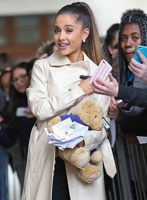 Ariana Grande Leather Long Coat - LeatherCult