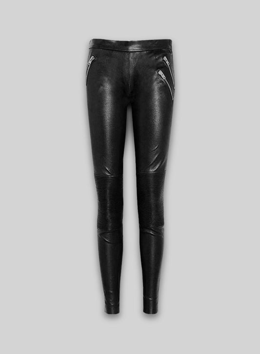 Azar Leather Biker Jeans