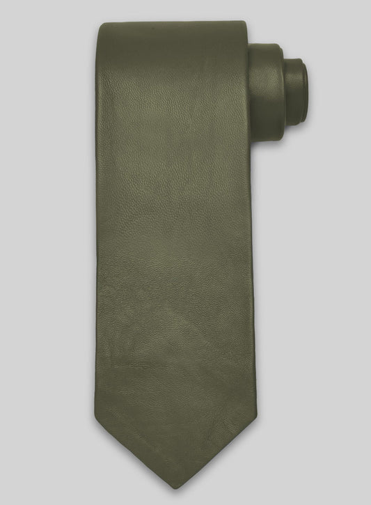 Basicallo Green Leather Tie