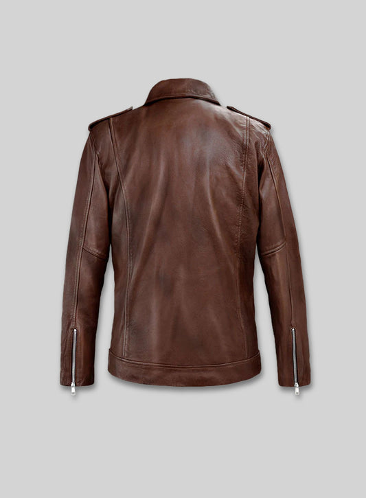 Shotgun Spanish Brown Moto Leather Jacket
