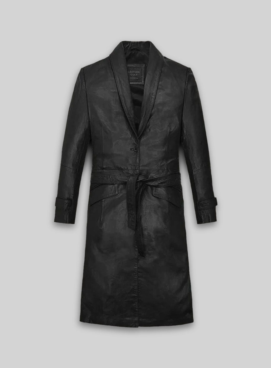 Beltaire Leather Long Coat
