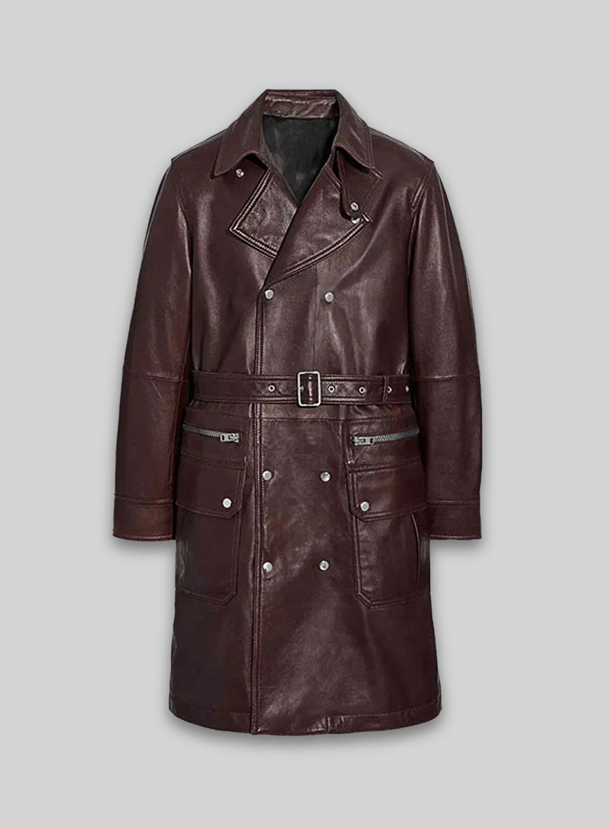 Belted Leather Trench Coat