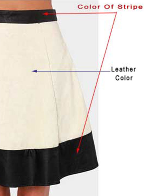 Bi Color Stripe Leather Skirt - # 405 - LeatherCult