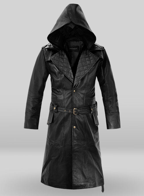 Black Assassin's Creed Jacob Frye Leather Long Coat - LeatherCult