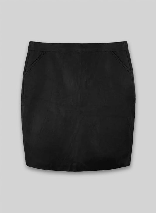Black Basic Leather Skirt - # 153 - M Regular