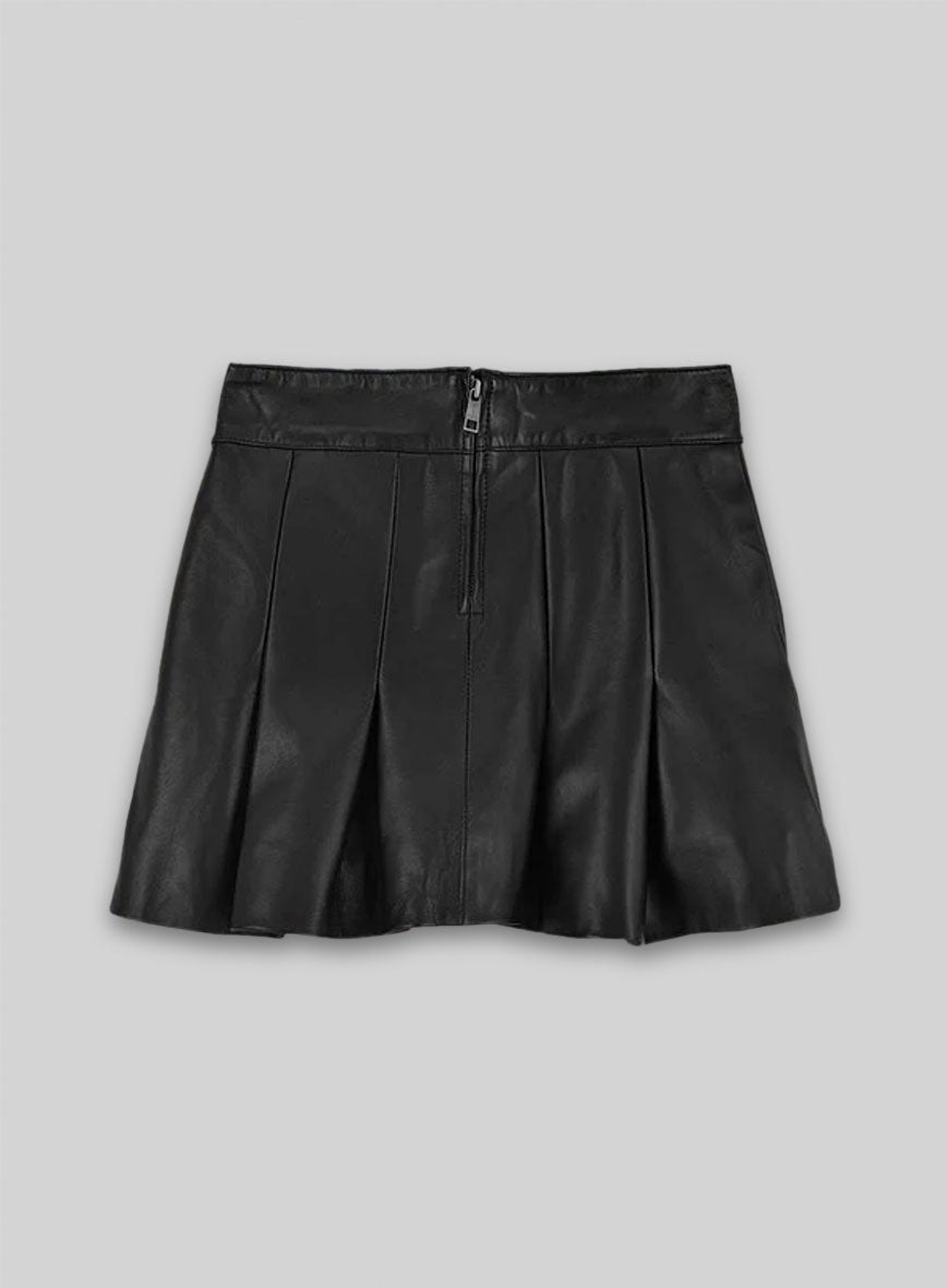 Black Nina Dobrev Leather Skirt