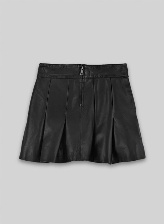 Black Nina Dobrev Leather Skirt