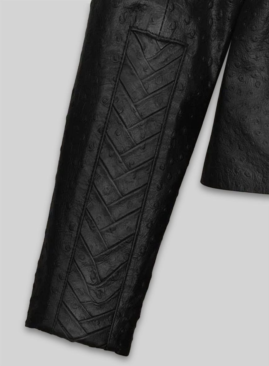 Black Ostrich Eva Mendes Ghost Rider Leather Blazer