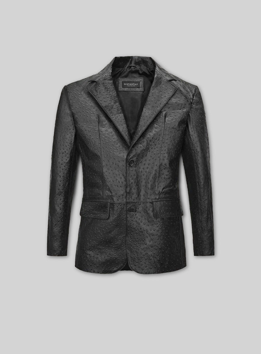 Black Ostrich Leather Blazer
