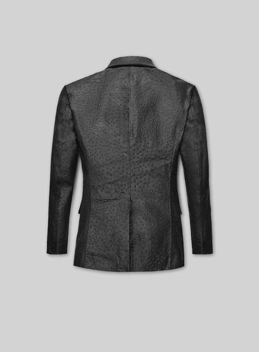 Black Ostrich Leather Blazer