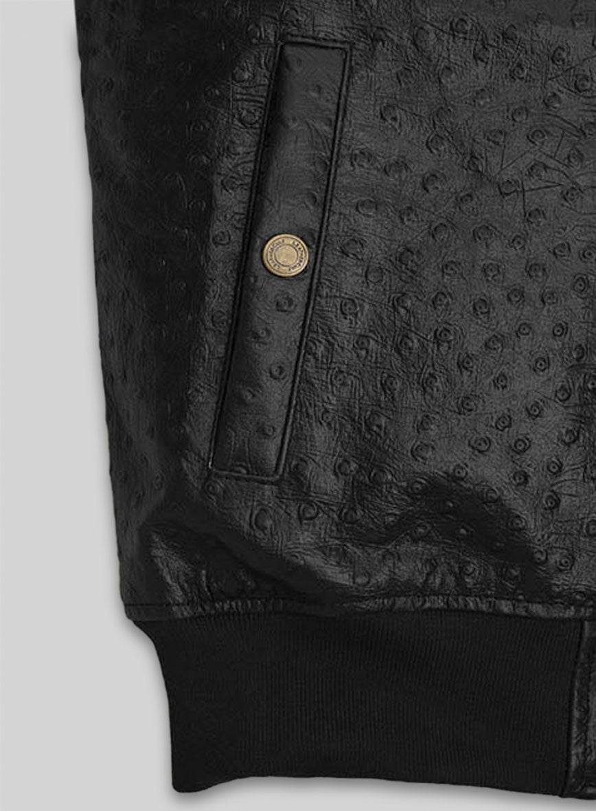 Black Ostrich Tom Cruise Leather Jacket #2