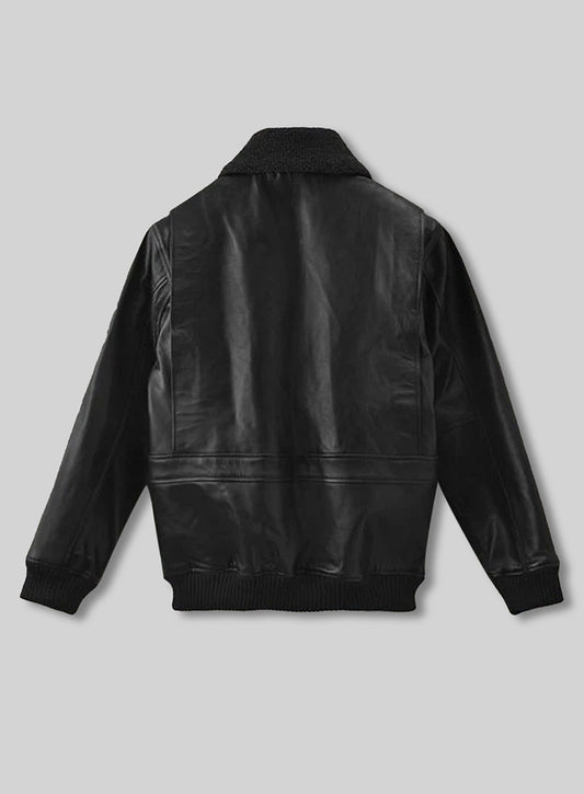 Black Pilot Aviator Leather Jacket