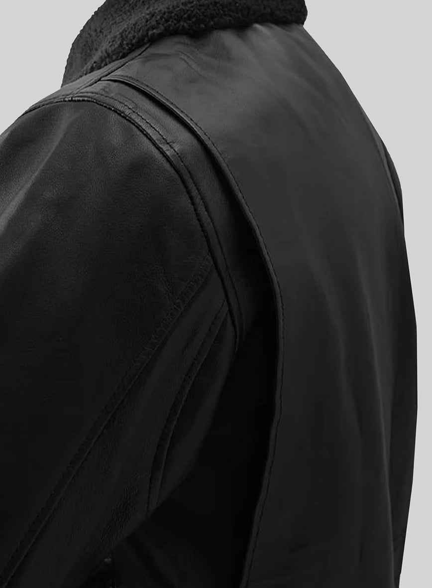 Black Pilot Aviator Leather Jacket