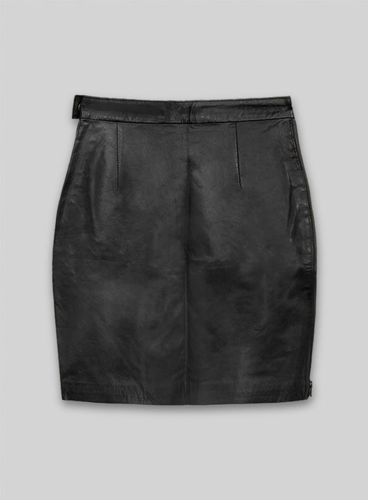Black Scalloped Leather Skirt - # 476 - M Regular