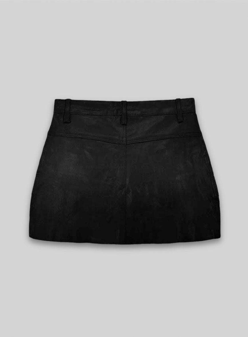 Black Stretch Leather Mini Skirt with Pockets - S Mini