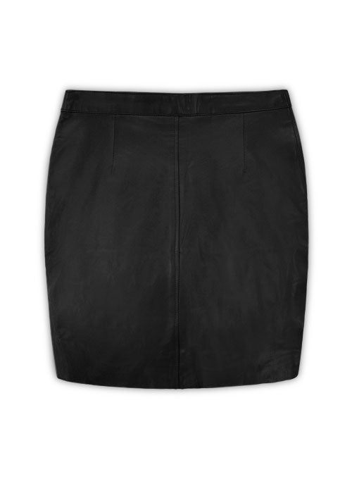 Black Stretch Basic Leather Skirt - # 153 - M Regular - LeatherCult