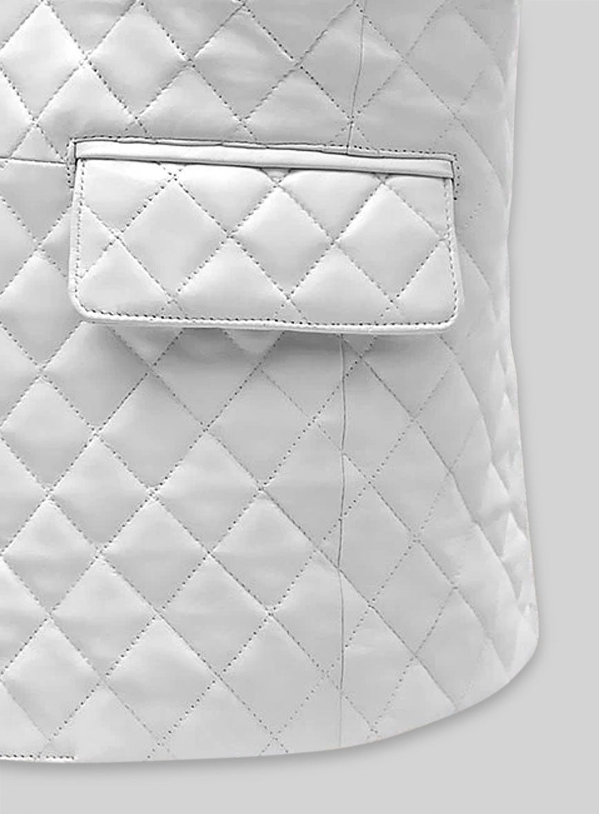 White Bocelli Tuxedo Quilted Leather Blazer
