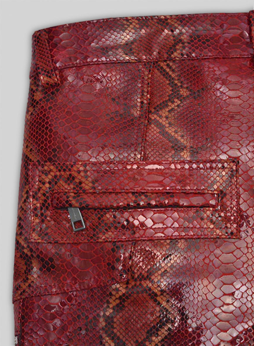 Bold Red Python Havana Leather Shorts Style # 362