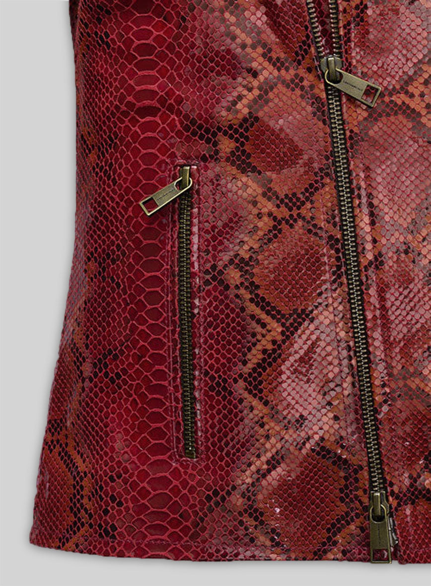 Bold Red Python Leather Jacket # 228