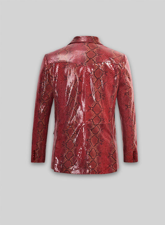 Bold Red Python Western Leather Blazer