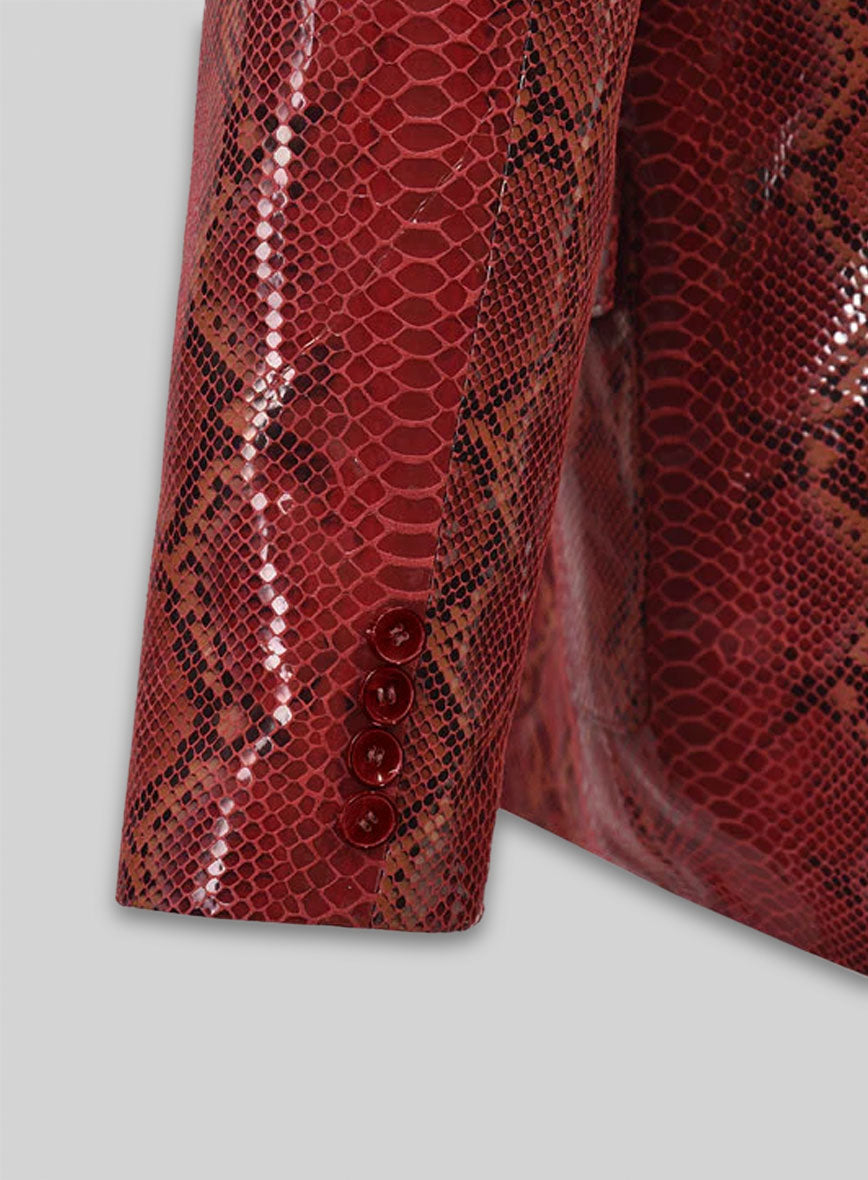 Bold Red Python Western Leather Blazer
