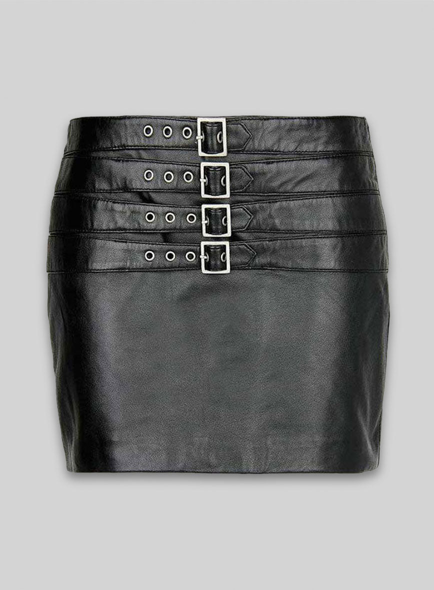 Bossy Buckle Leather Skirt - # 443