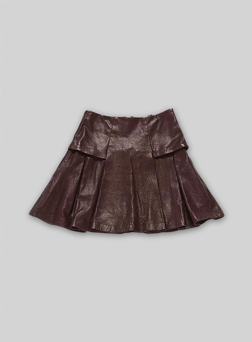 Box Pleat Leather Skirt - # 159
