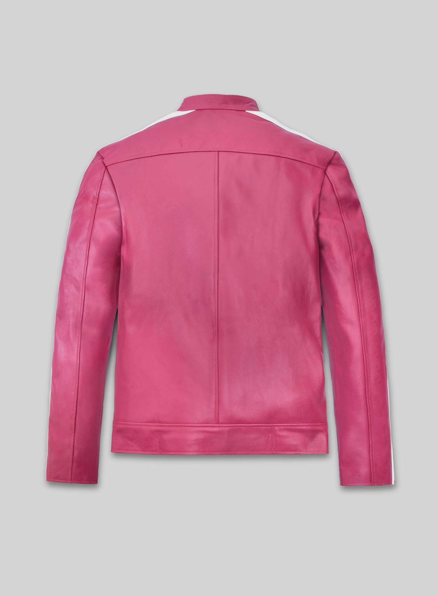 Bright Pink Leather Jacket Sportsman Stripe