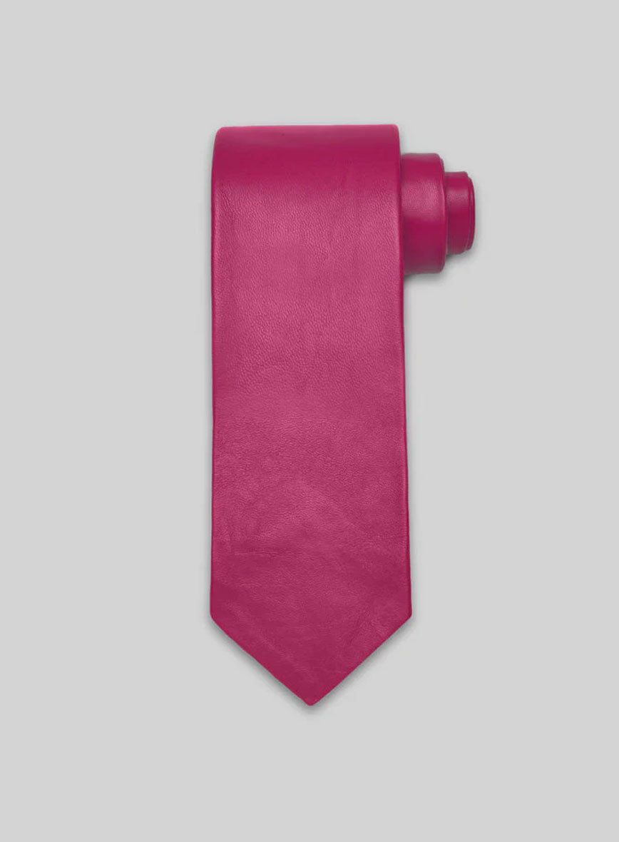 Bright Pink Leather Tie
