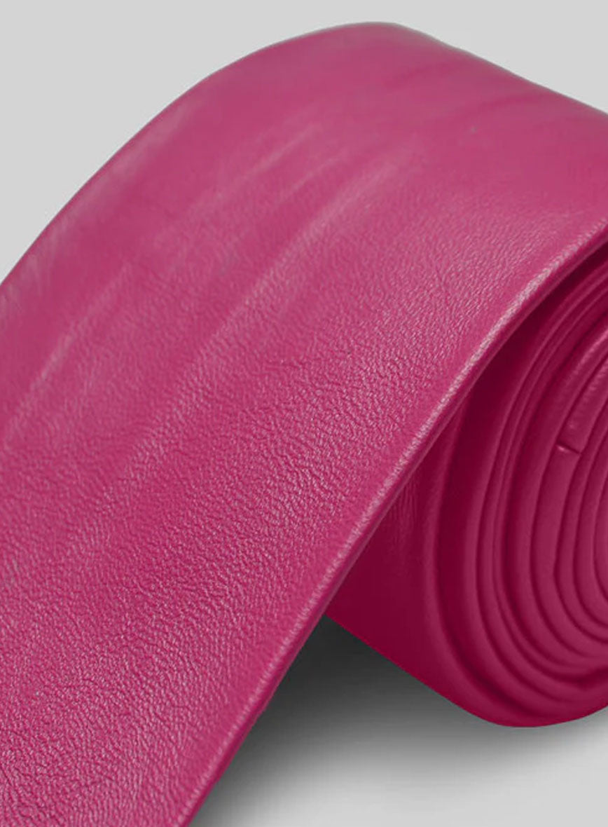 Bright Pink Leather Tie