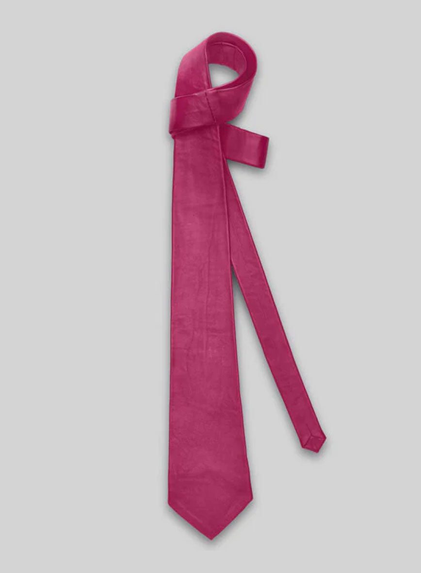 Bright Pink Leather Tie