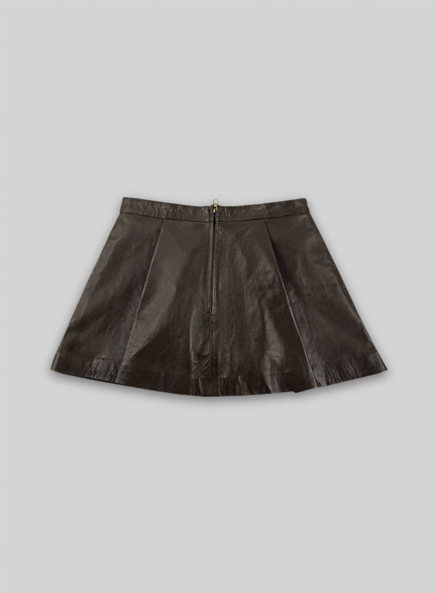 Brown Flounced Leather Skirt - # 141
