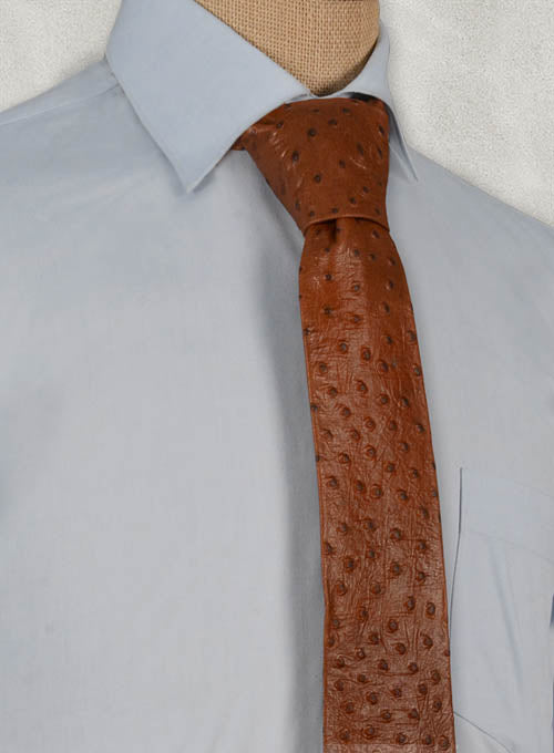 Brown Ostrich Leather Tie - LeatherCult