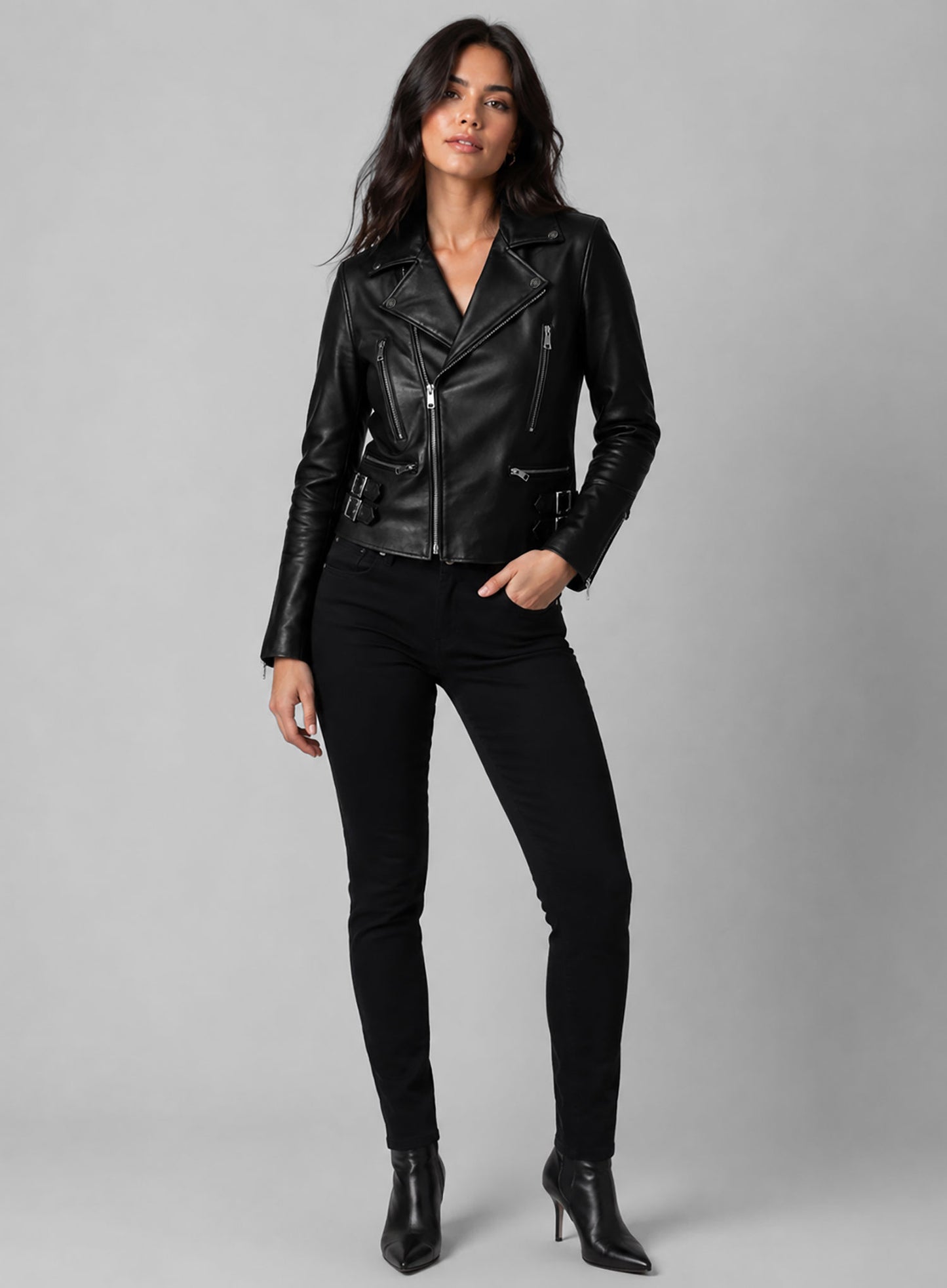 Bruna Marquezine Blue Beetle Leather Jacket