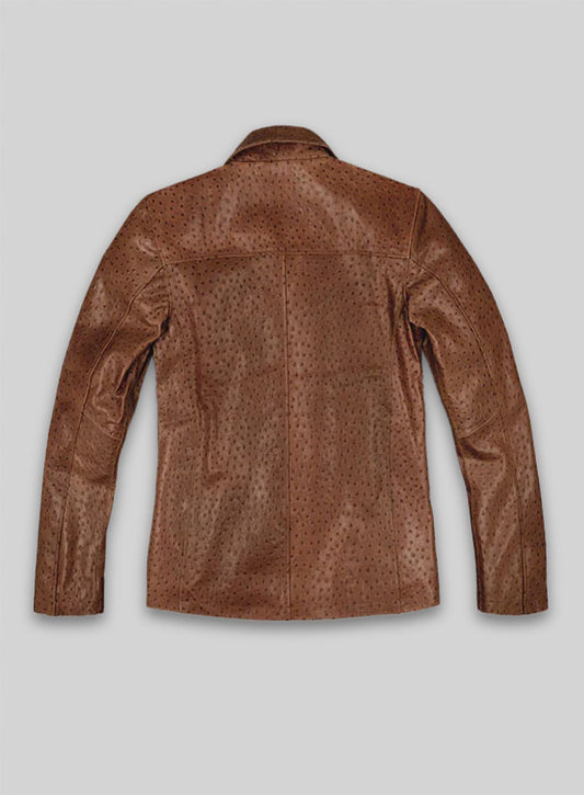 Brown Ostrich Leather Hipster Jacket #2