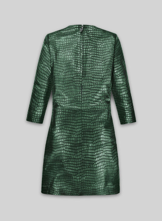 Croc Metallic Green Cacoon Leather Dress - # 757