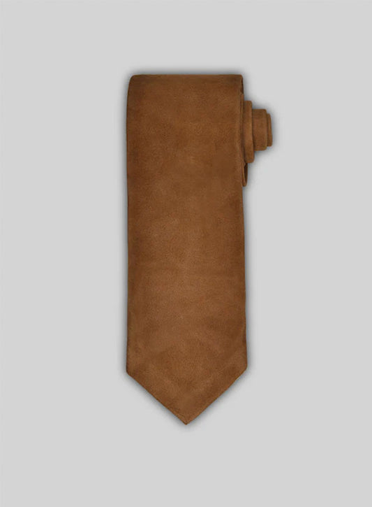 Caramel Brown Suede Leather Tie