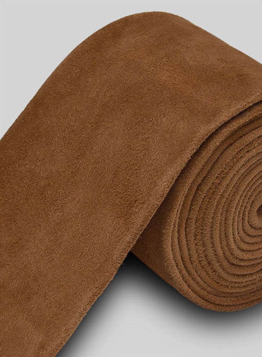 Caramel Brown Suede Leather Tie