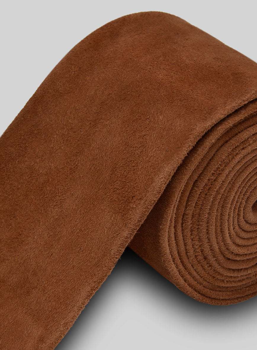 Caramel Brown Suede Leather Tie