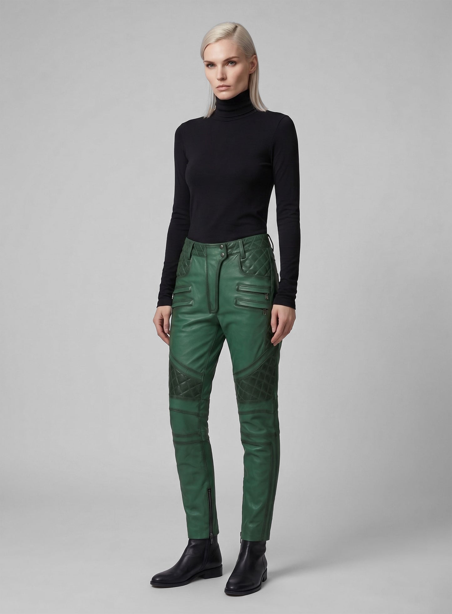 Carrier Burnt Green Leather Pants