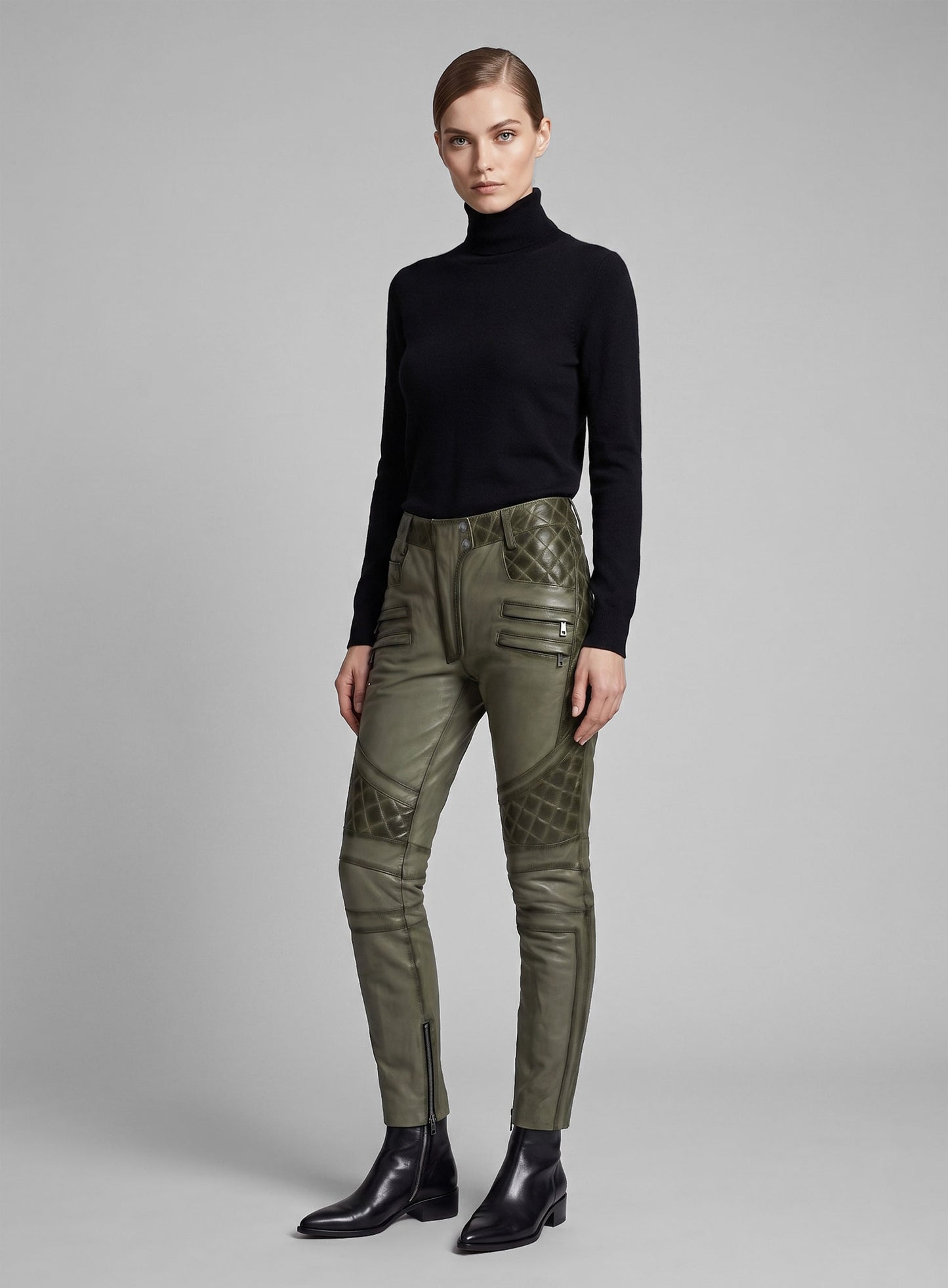 Carrier Burnt Olive Leather Pants